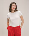 Top Negro Rib Manga Corta,BLANCO HUESO